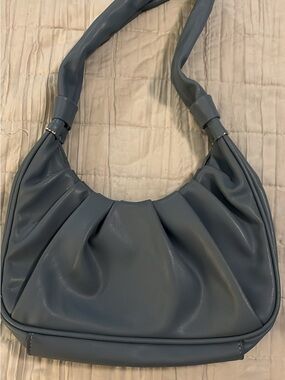 Pleated Shoulder Hobo Bag in Slate Blue